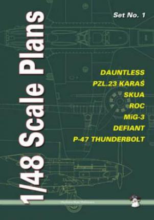 Scale Plans Set No 1 - Dauntless, PZL.23 Karas, Skua, Roc, Mig-3, Defiant & P-47.